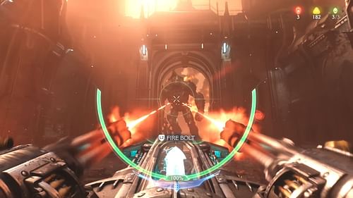 Firing the courtyard turret in Siege - Part 2 (Image via Sportskeeda Gaming || Bethesda Softworks)