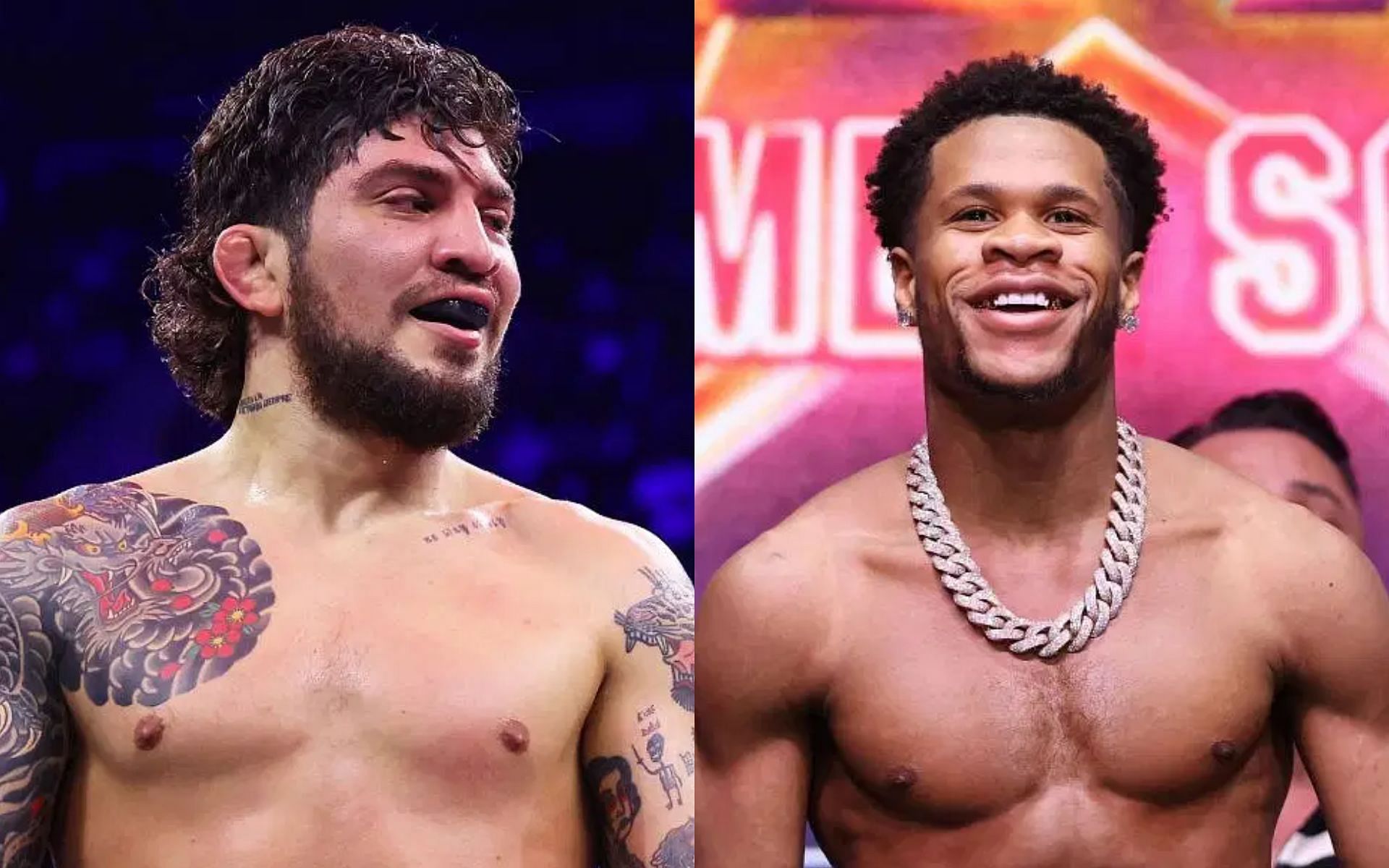 Dillon Danis (left) reacts to Devin Haney