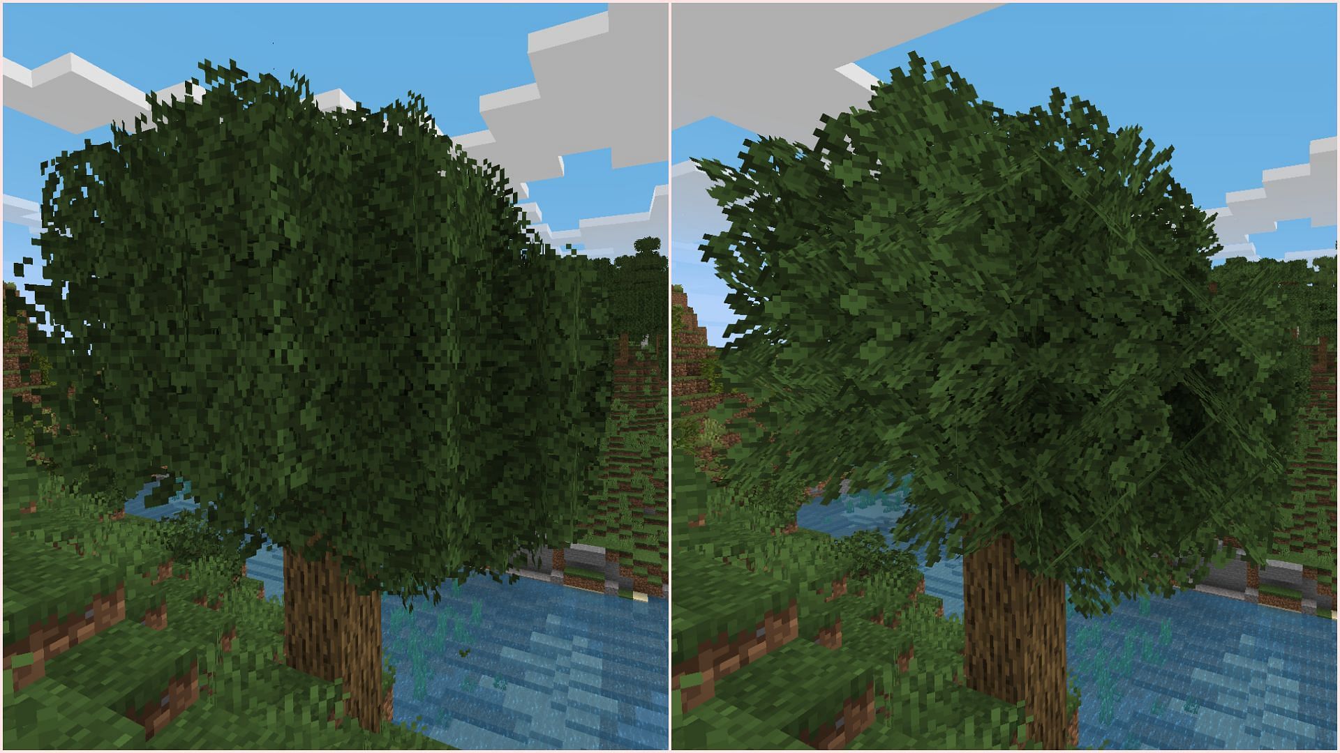 There are subtle differences in all these leaves resource packs. (Image via Sportskeeda Gaming || Mojang Studios)