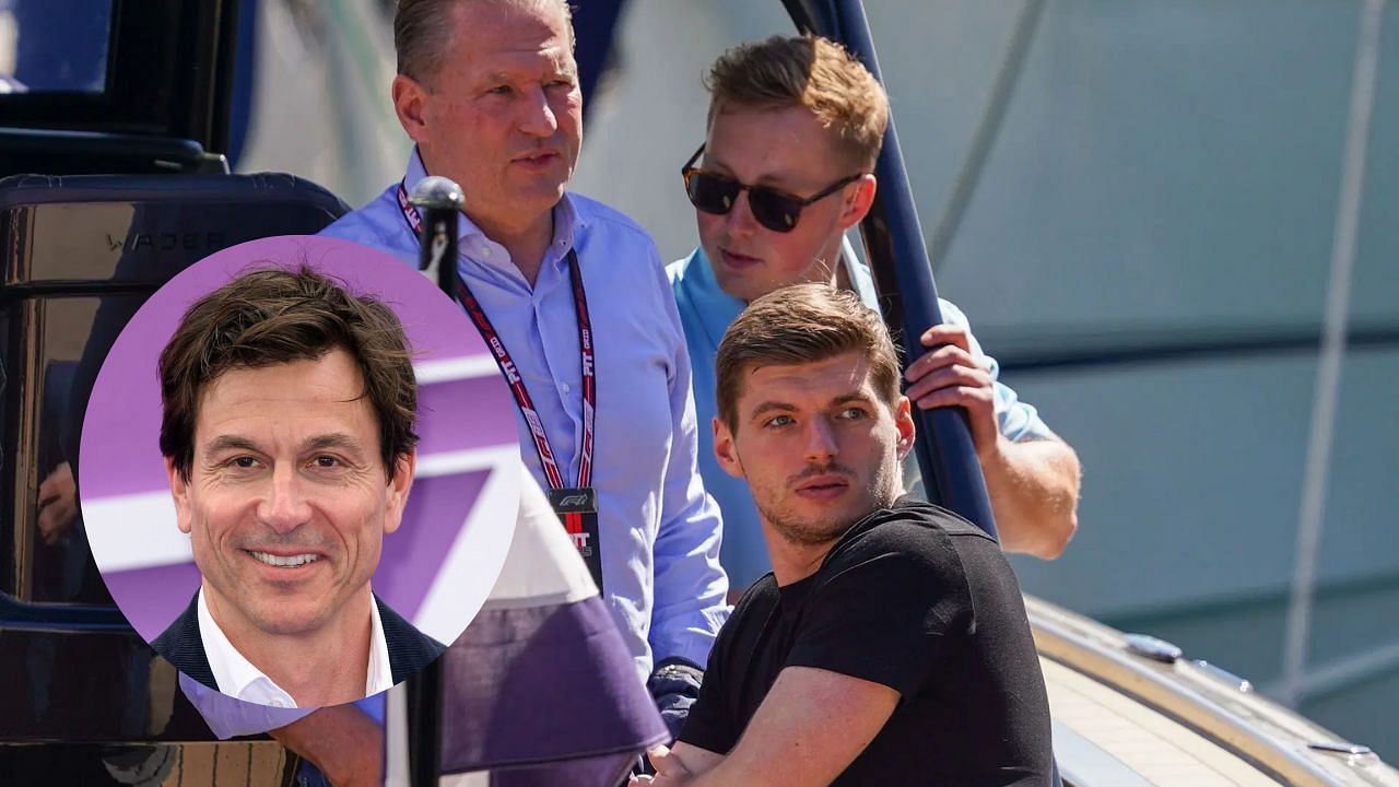 Max Verstappen, father Jos, and Toto Wolff in circle - (Source: Getty)