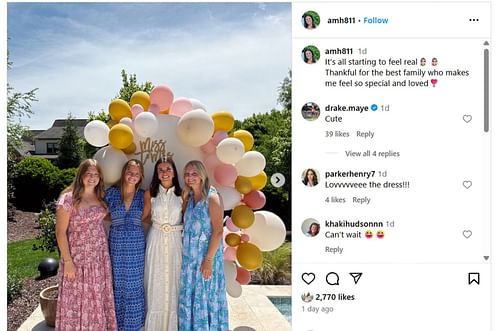 Drake Maye shares 1-word reaction to fiancée Ann Michael (Image Source: Instagram/@amh811)