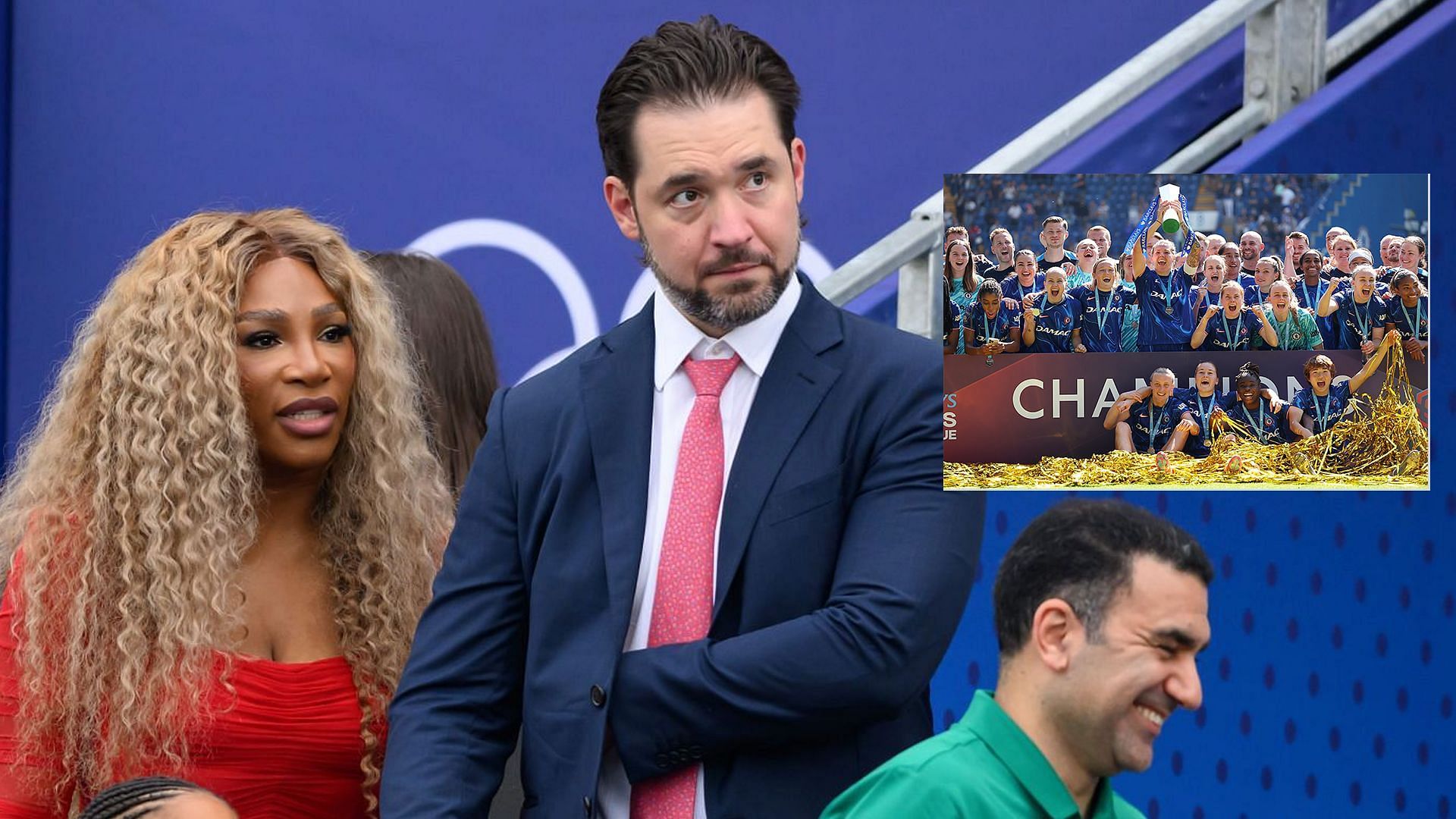Serena Williams with husband Alexis Ohanian, Chelsea FCW 