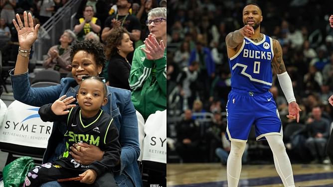 Damian Lillard and daughter Kali Lillard spend time with HOF 'God mom' Tina Thompson at Storm game