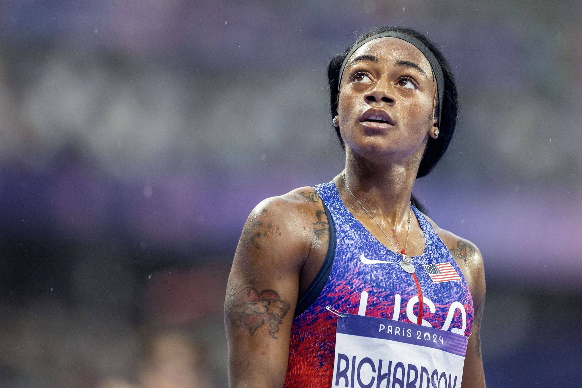 Sha&#039;carri Richardson of the United States during the 2024 Summer Olympic Games in Paris, France. (Photo via Getty Images)