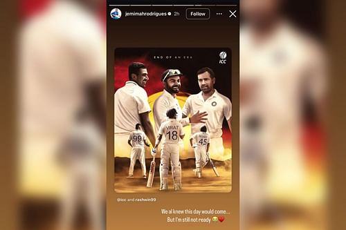 Jemimah Rodrigues posts heartbreaking story after Virat Kohli’s Test retirement (Image via Instagram-@jemimahrodrigues)