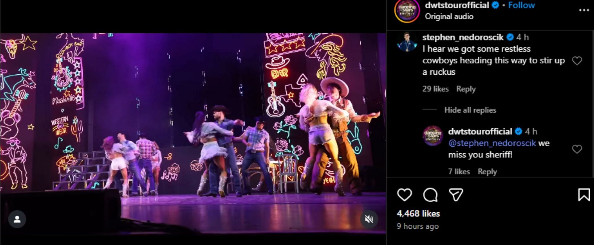 Screengrab of Stephen Nedoroscik&#039;s response on DWTS Tour video [Image Source: DWTS Tour Official Instagram]