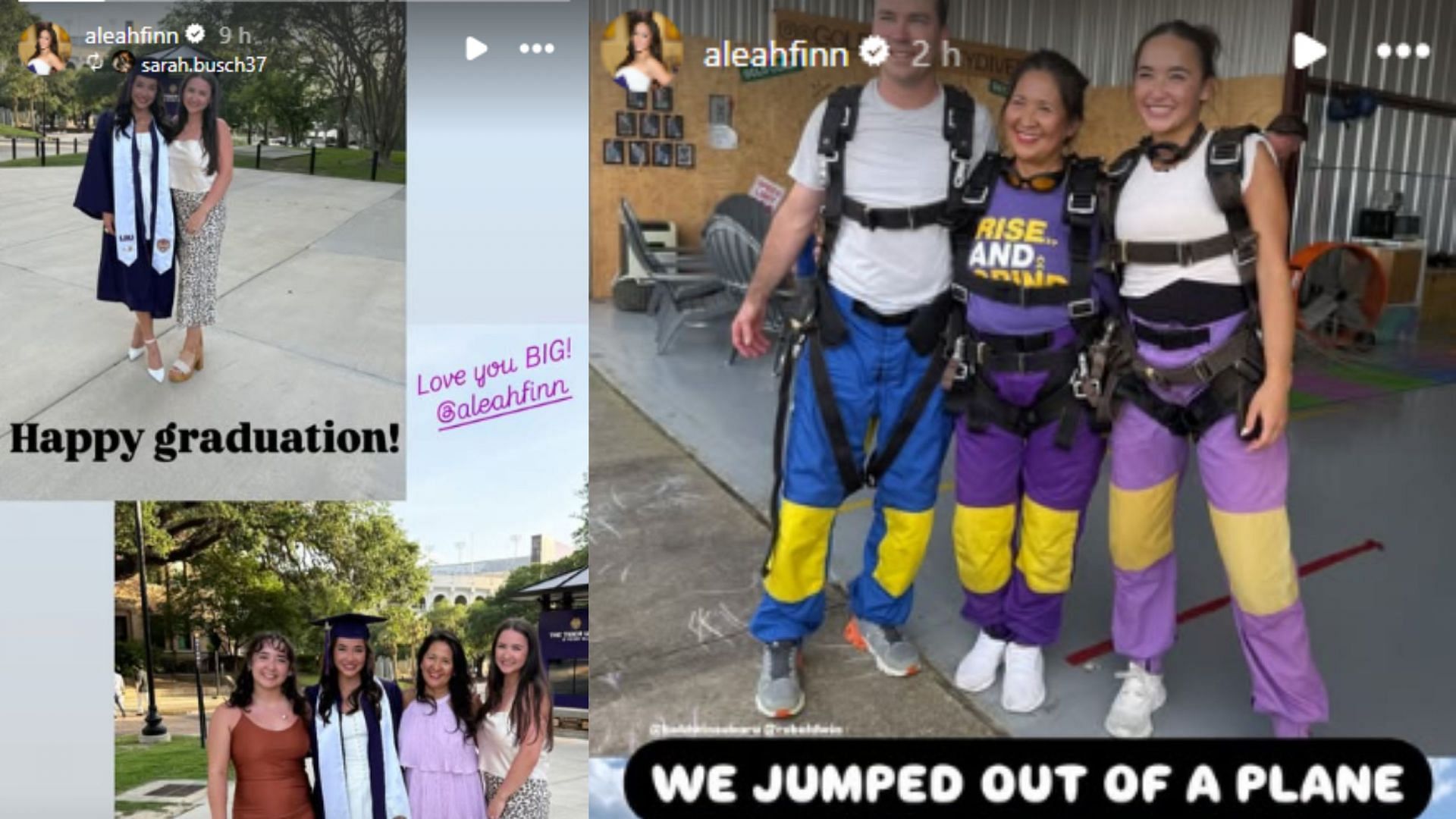 Screengrabs of Aleah Finnegan&#039;s Instagram stories [Image Source : Aleah Finnegan&#039;s Instagram]