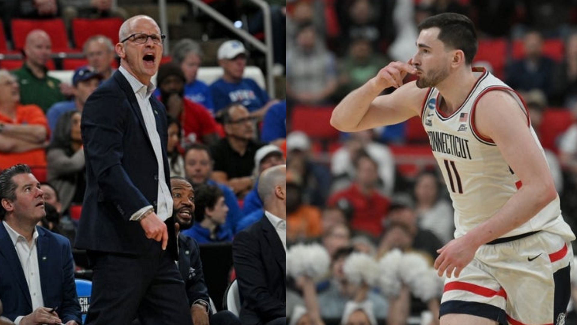 UConn coach Dan Hurley and Alex Karaban