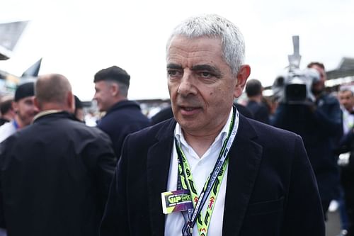 Rowan Atkinson at the F1 British Grand Prix 2024 (image via Getty)