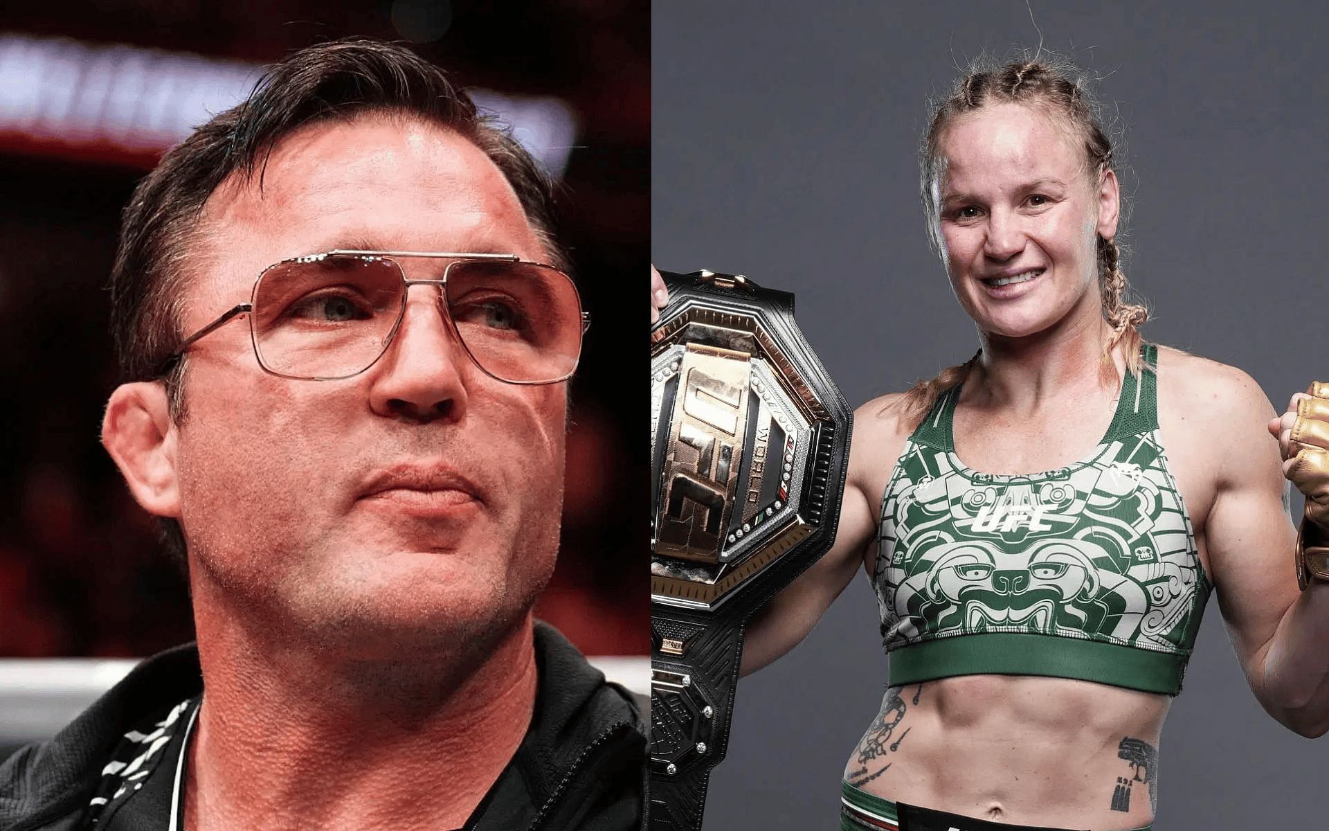 Chael Sonnen (left) once theorized on Valentina Shevchenko