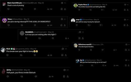 Screenshot of fan comments on Renato Moicano's X post. [Screenshot courtesy: @moicanoufc on X]