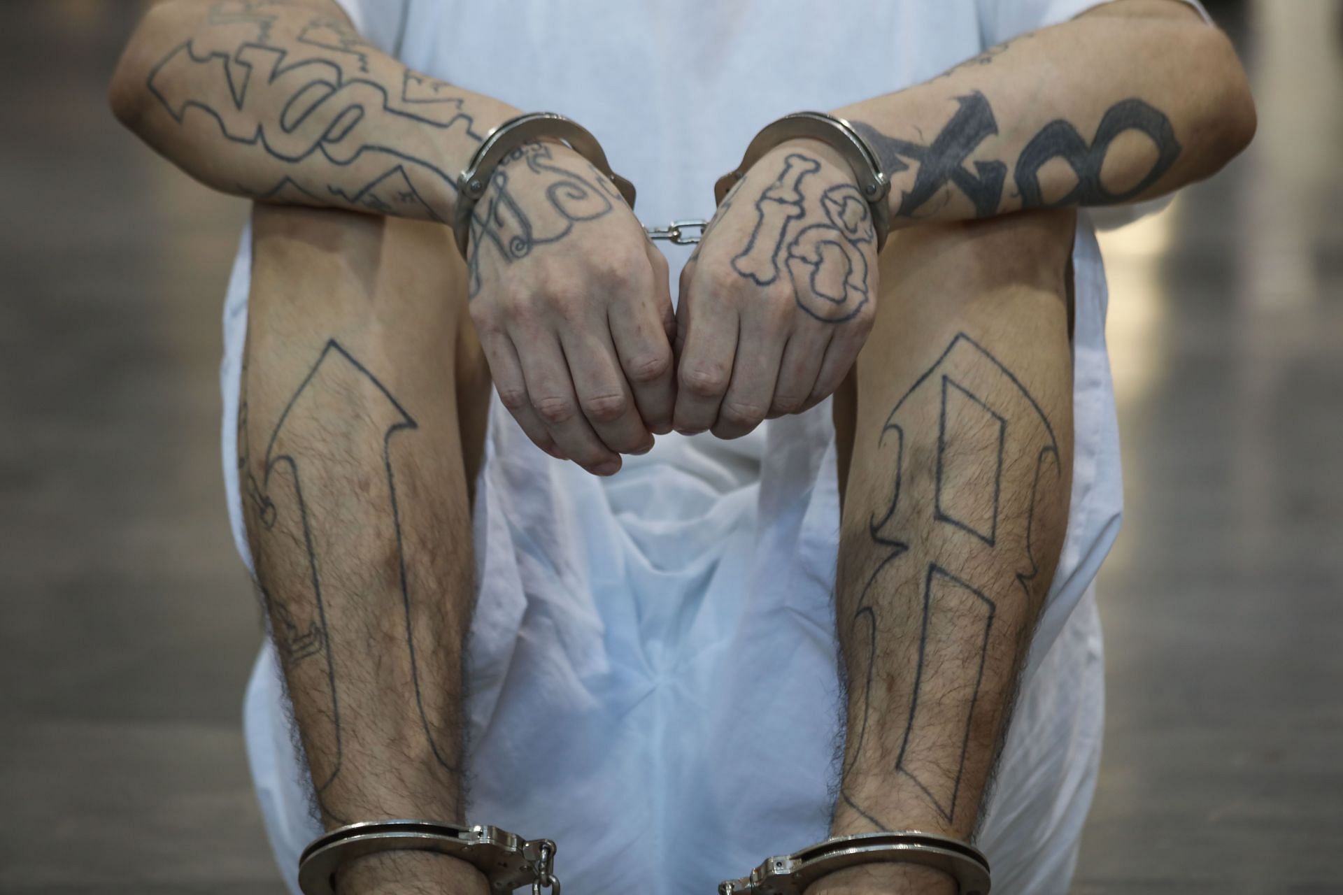 Gang members at the Terrorism Confinement Center (Cecot) in El Salvador - Source: Getty