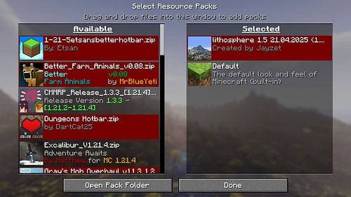 Simply place the ZIP folder in the packs directory to use the Minecraft Lithosphere data pack (Image via Sportskeeda Gaming || Mojang Studios)
