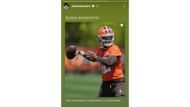 Shelomi Sanders shared a photo of his brother in action during the Cleveland Browns' minicamp. Source: Instagram/@shelomisanders