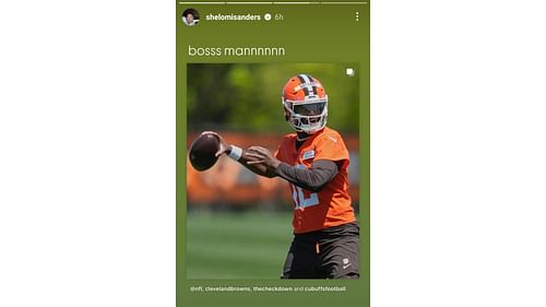 Shelomi Sanders shared a photo of his brother in action during the Cleveland Browns' minicamp. Source: Instagram/@shelomisanders