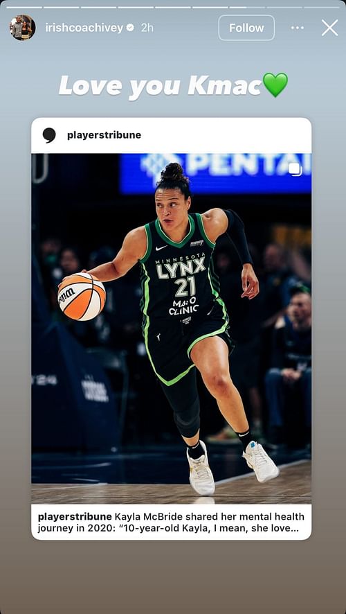Niele Ivey reposted a post on Kayla McBride on her Instagram story. (Credits: IG/@irishcoachivey)