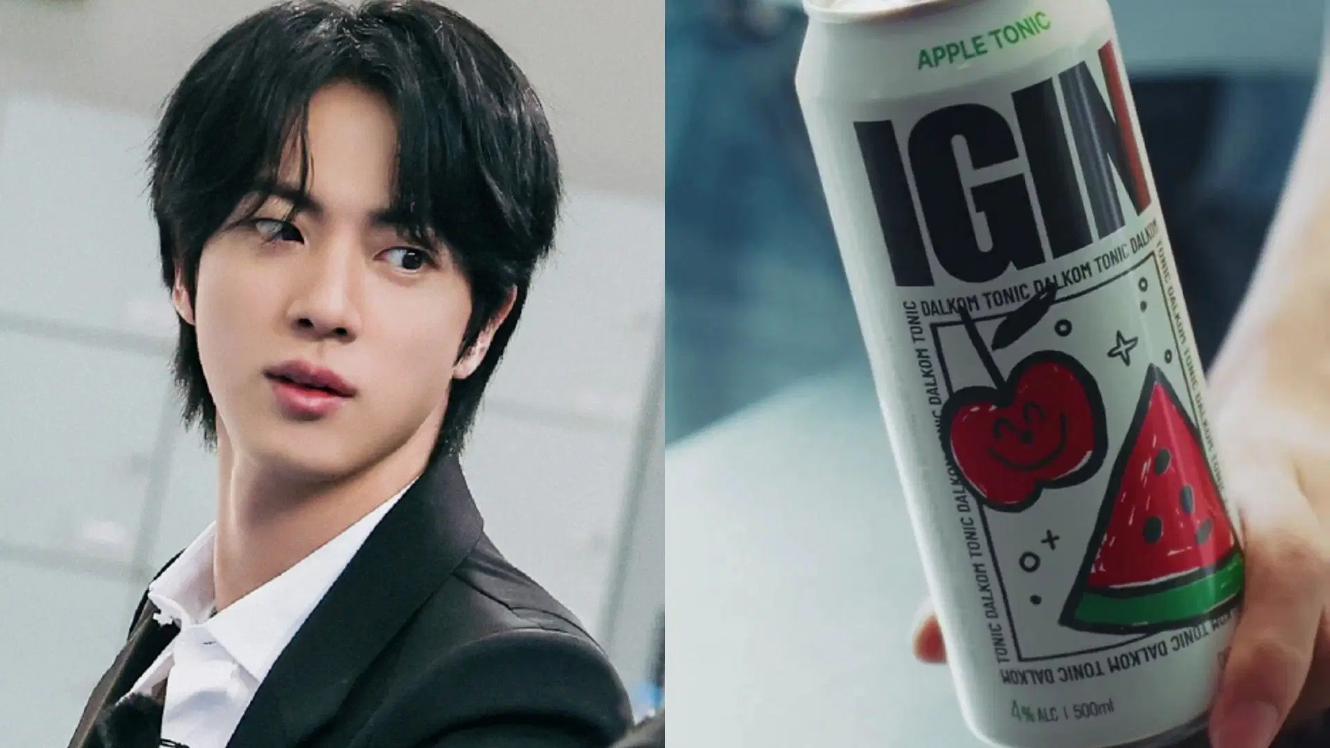BTS Jin and his brand IGIN (Image via Weverse/BTS and X/@igin_sns)