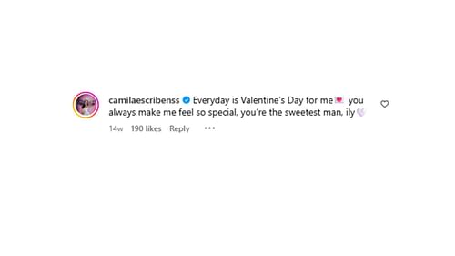 Escribens replied to Lazard's Valentine's Day Instagram post. (Photo via Allen Lazard's Instagram)