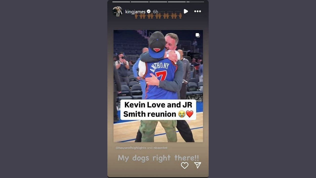 James shares his thoughts on Kevin Love and J.R. Smith's reunion. (Credits: IG/@kingjames)