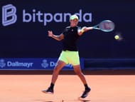 Tien plays a forehand in the BMW Open 2025 - Day 1 - Source: Getty