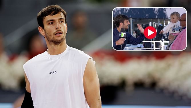 WATCH: Lorenzo Musetti's son Ludovico crashes his interview in adorable scenes at Italian Open