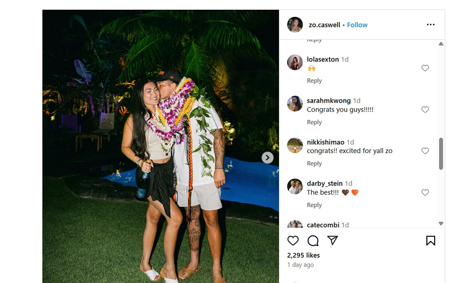 Jaxson Dart&#039;s ex-GF Lola Sexton reacts as Dillon Gabriel celebrates his Browns&#039; pick (Image Source: Instagram/@zo.caswell)