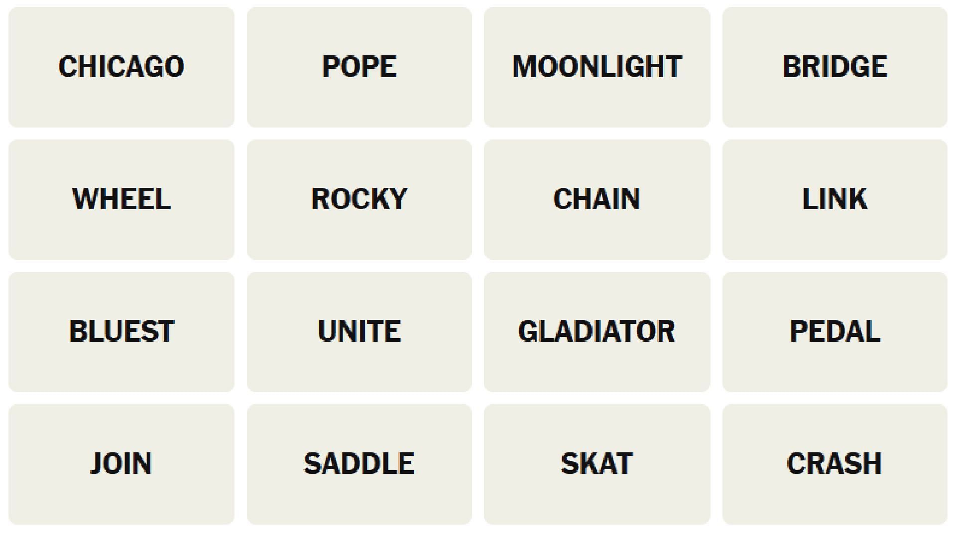 All NYT Connections words for today (Image via The New York Times)