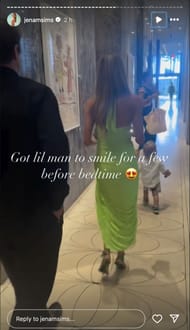 Brooks Koepka and Jena Sims take a walk with their son. Image via Instagram @jenasims