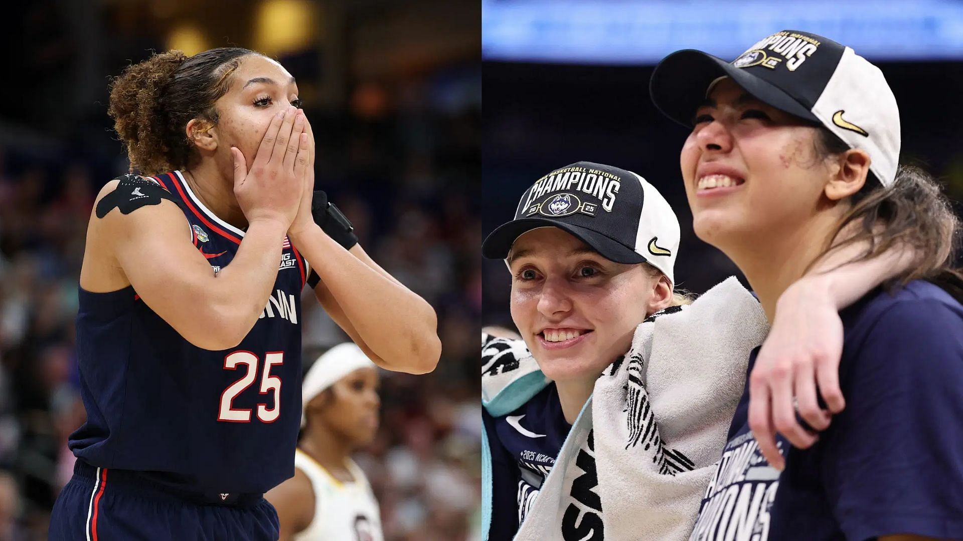 Ice Brady, Paige Bueckers and Jana El-Alfy. - Source: Nathan Ray Seebeck, Imagn &amp; Carmen Mandato, Getty