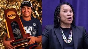 Dawn Staley breaks into a dance with No. 1 2026 Class prospect Saniyah Hall during her South Carolina visit