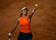 Raducanu serves in the Italian Open 2025 - Day Eight - Source: Getty