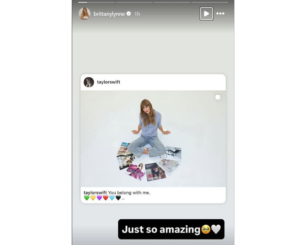 Patrick Mahomes&#039; wife, Brittany, drops a three-word message over Taylor Swift reclaiming master recording rights. [Credits: IG/@brittanylynne]