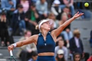 Stearns during a serve at the 2025 French Open - Day One - Source: Getty