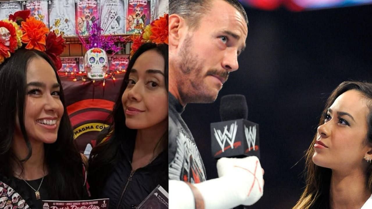 AJ Lee, Aimee Garcia, AJ Lee &amp; CM Punk (Image via Instagram @theajmendez, wwe.com)