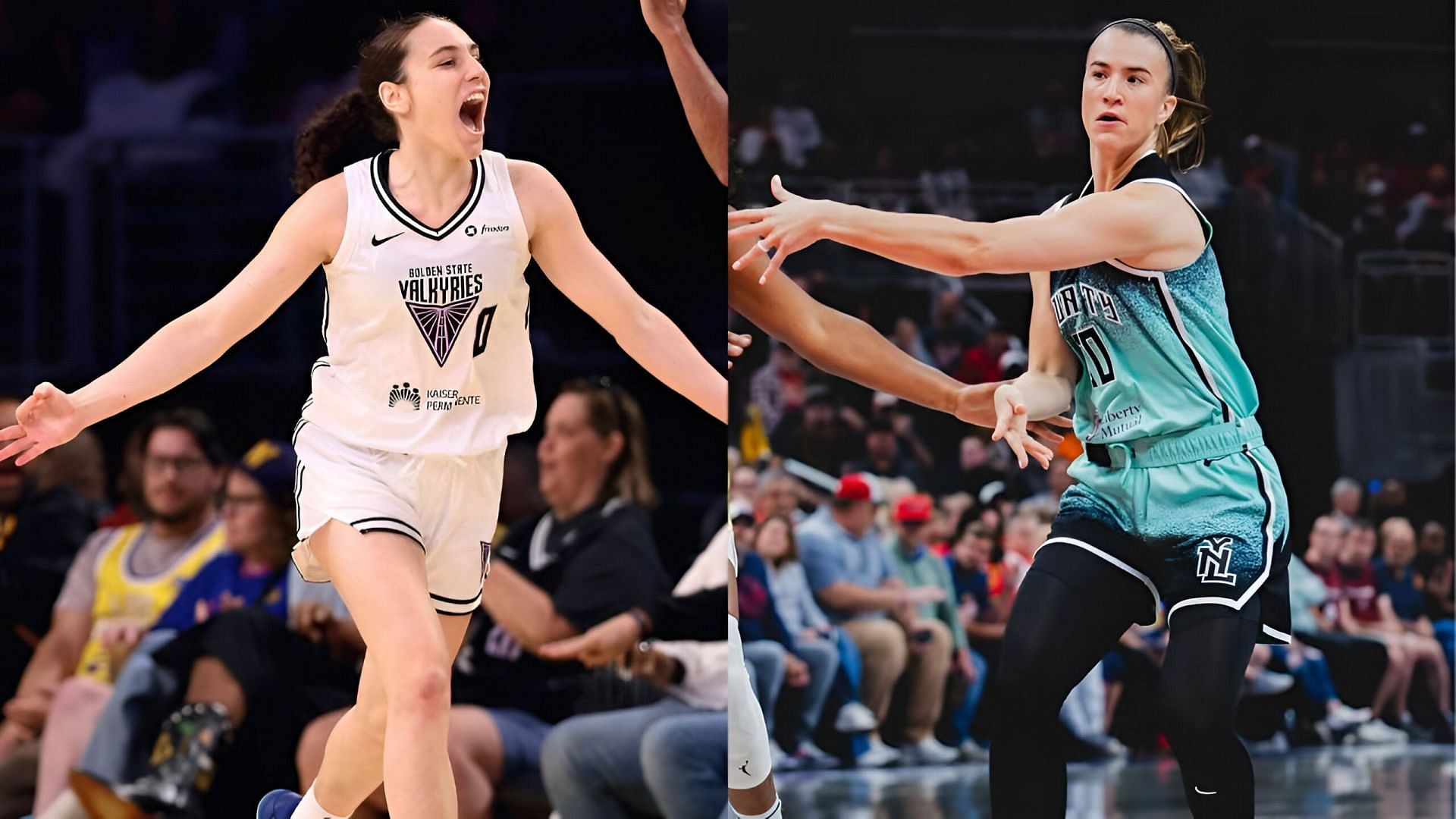 Carla Leite and Sabrina Ionescu. Credits: Instagram (@valkyries, @nyliberty)