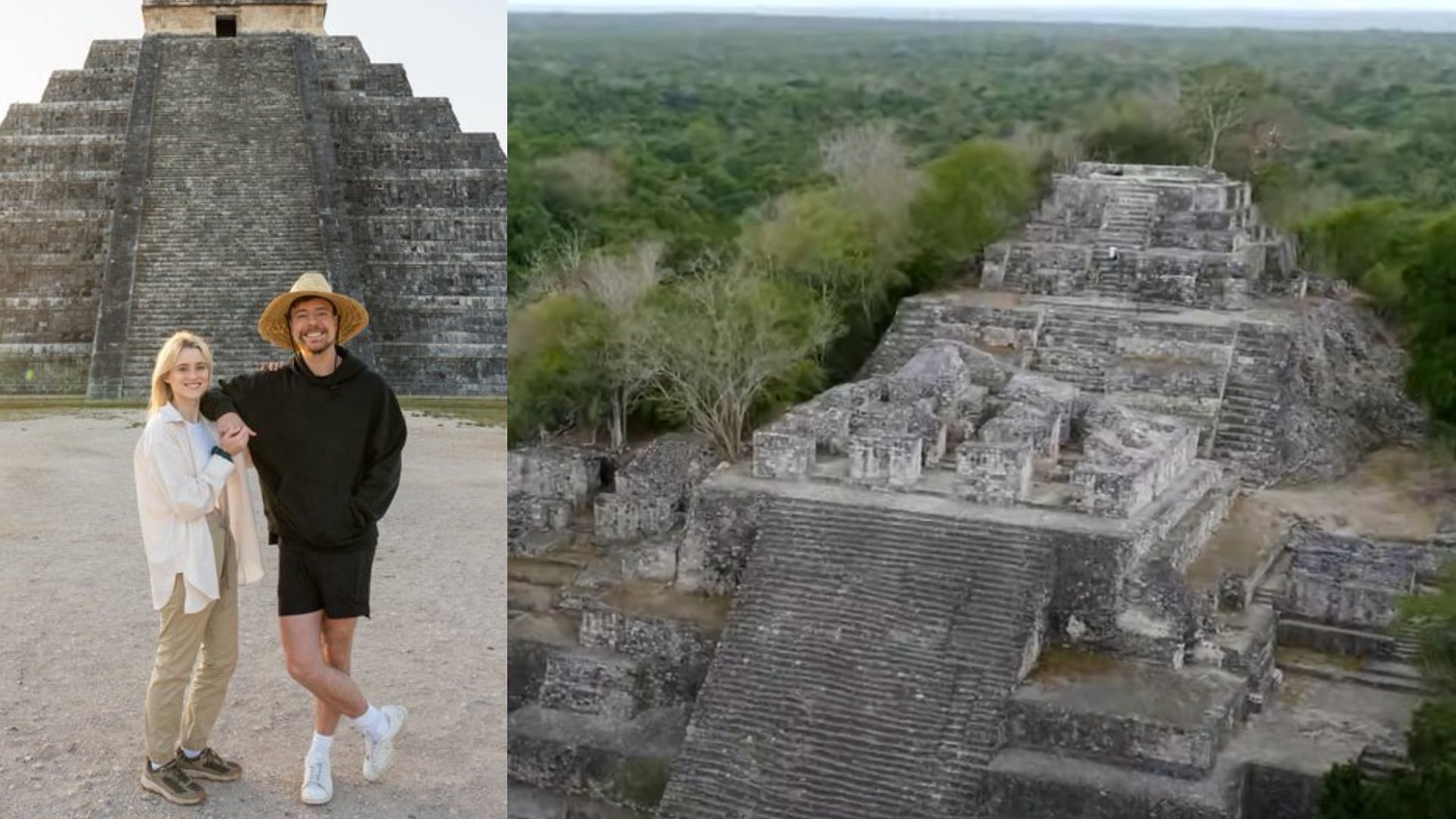 MrBeast is venturing into historic temples for an upcoming YouTube video (Images via MrBeast/X, YouTube)