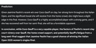 Gemini AI's prediction for the Italian Open 2025 women's singles final.