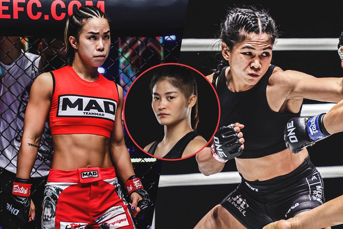 Stamp (middle) on Ham Seo Hee (L) and Denice Zamboanga