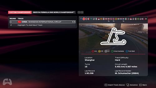 Shanghai International Circuit in F1 25 (Image via EA Sports/SK Gaming)