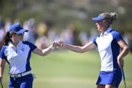 Charley Hull with Leona Maguire at the Solheim Cup 2023 - Source: Getty