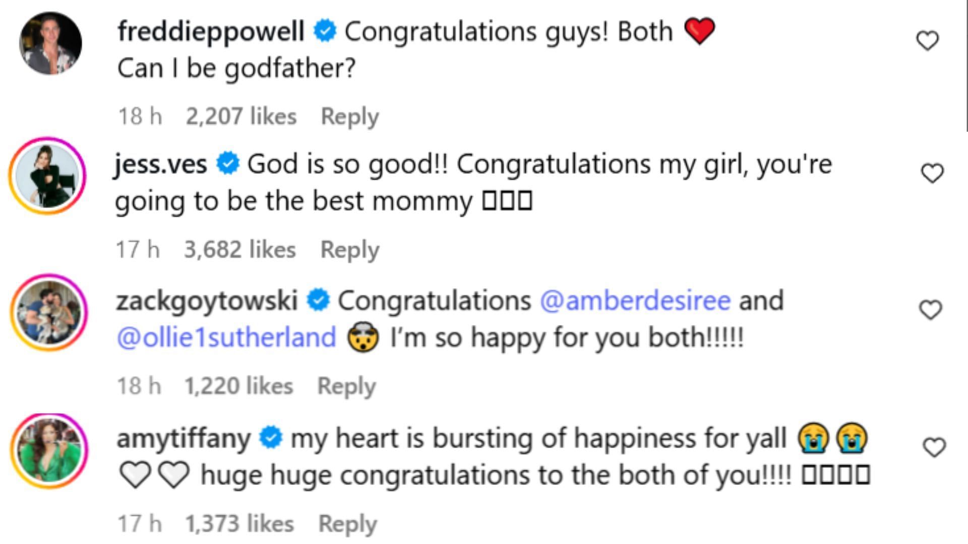Love Is Blind alums flooded the comment section with congratulatory messages (Image via Instagram/@amberdesiree)