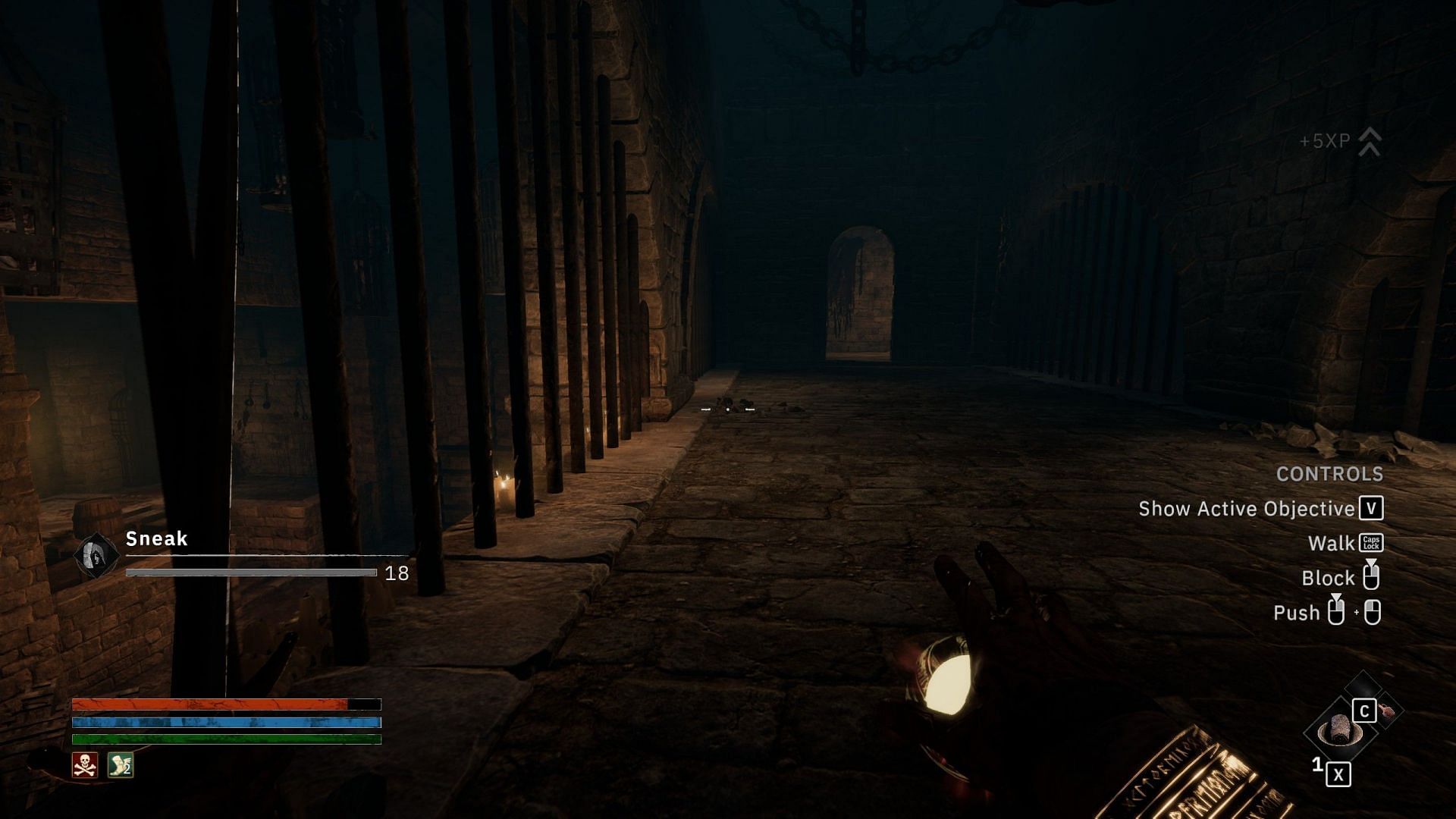 Crouch and walk in the enemies&#039; vicinity to increase the skill fast (Image via Awaken Realms)