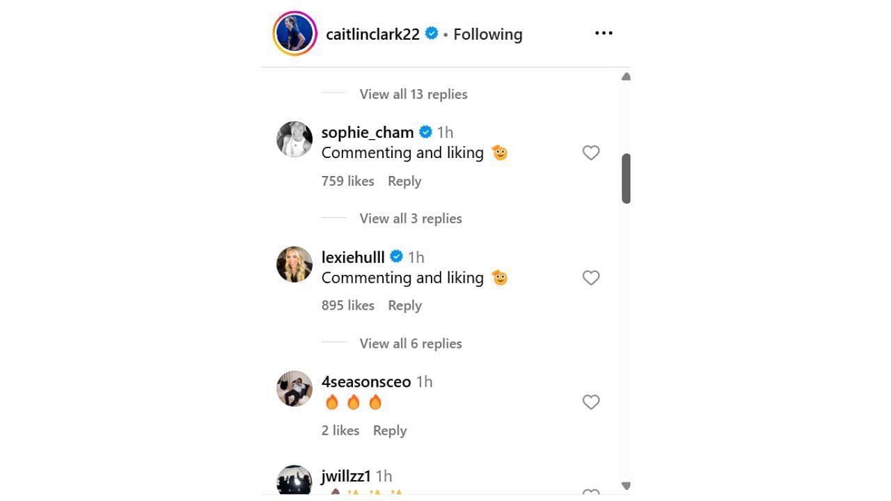 Lexie Hull and Sophie Cunningham trolling Caitlin Clark after the WNBA superstar shared photos of her deja vu night on Sunday in her return to Carver-Hawkeye Arena in Iowa. [photo: @caitlinclark22/IG]