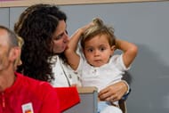 Rafael Nadal's wife with their son at the Paris Olympics 2024. (Photo: Getty)