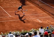 Gaubas plays a volley in the Italian Open 2025 - Day Five - Source: Getty