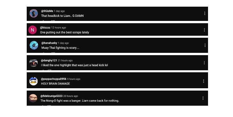 Screenshot of comments. [ONE Championship/YouTube]