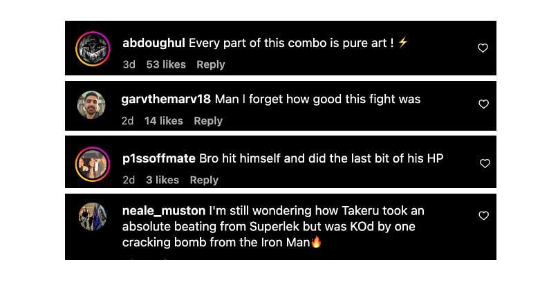 Screenshot of comments. [ONE Championship/Instagram]
