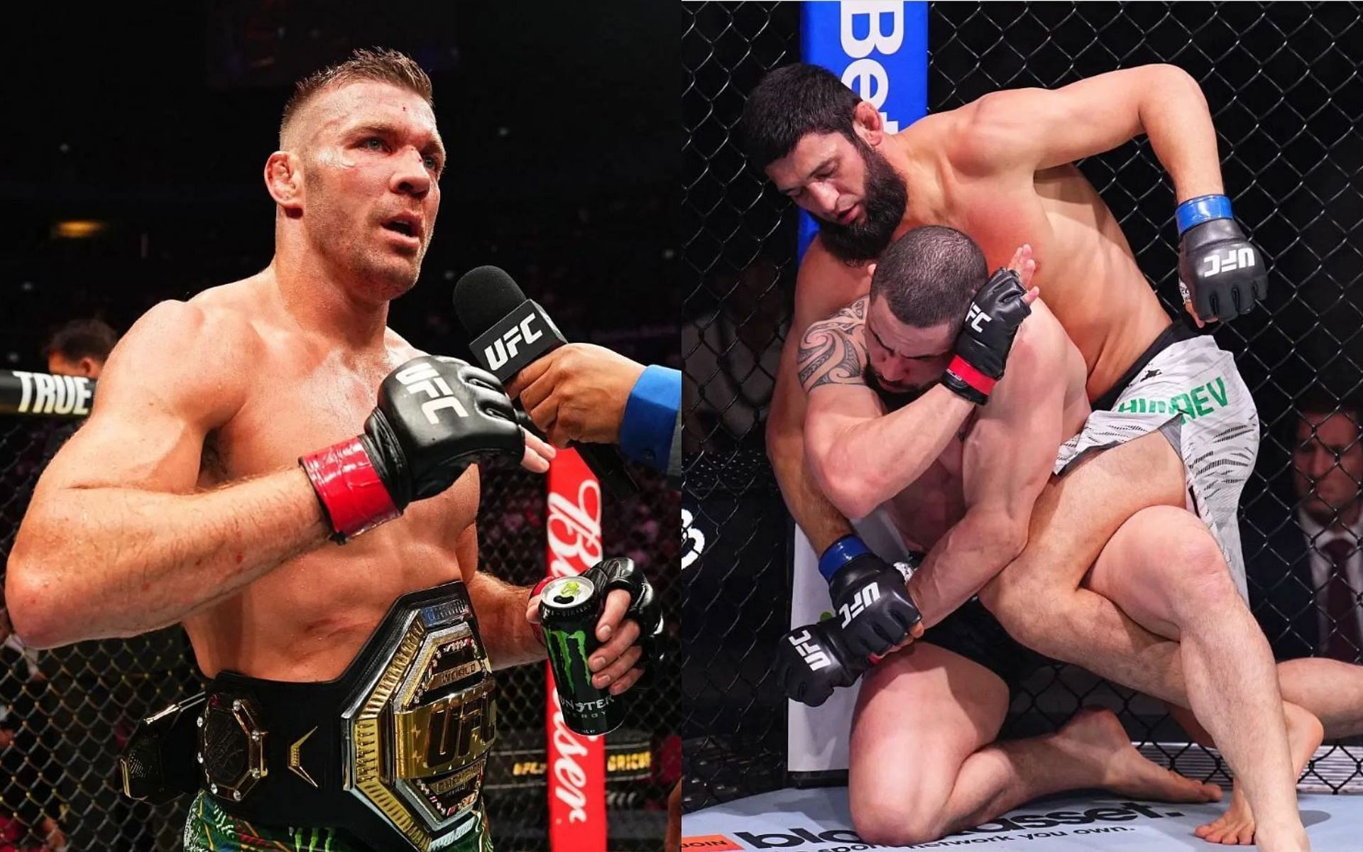 Popular MMA analyst thinks the result Dricus du Plessis (left) vs Khamzat Chimaev (right) depends on what happens in the first round. [Images courtesy: Getty Images]