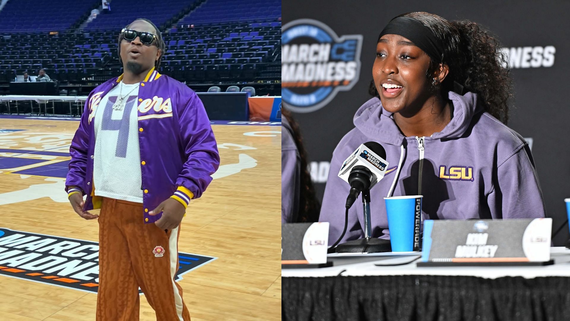 Flau&rsquo;jae Johnson&rsquo;s stepdad Ameen Brooks drops 2-word reaction as LSU star&rsquo;s mom Kia Brooks expresses dedication about her role - Image source: Instagram/ameen__82 &amp; Imagn