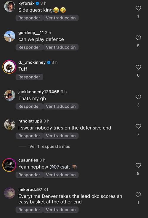 Reactions to Kaidon Salter's opening shot. - Source: Instagram@nuggets